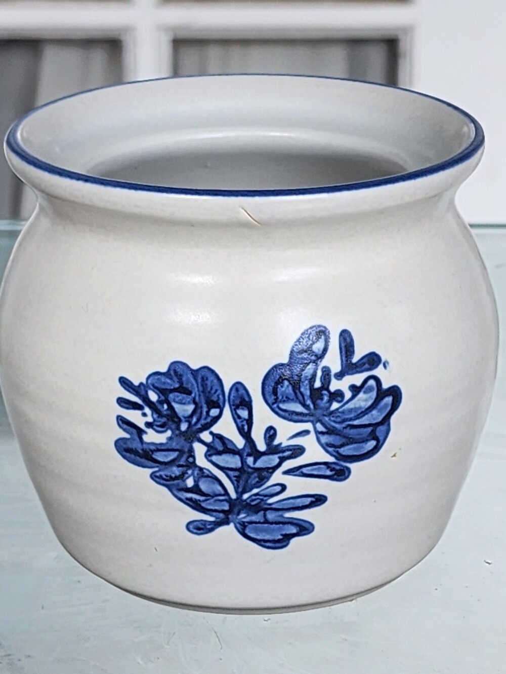 Vintage Pfaltzgraff Yorktowne Jam/Jelly Bowl, Blue Floral, Stoneware, USA